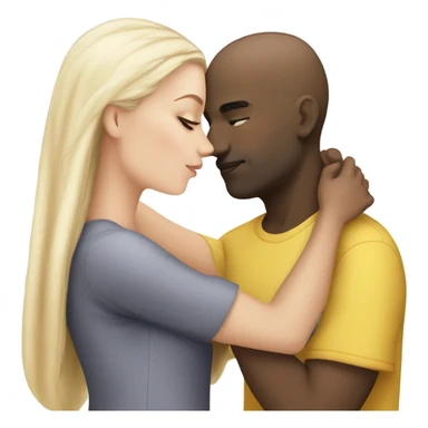 White girl dark hair kissing mixed bald man sticker