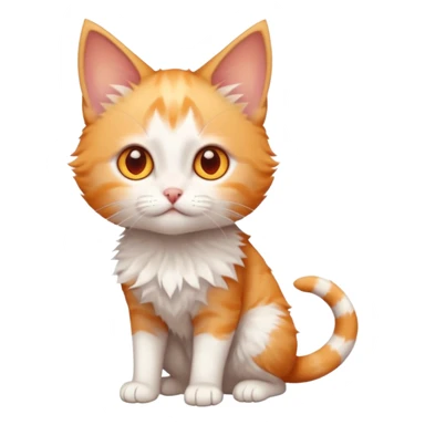 full body of very small + skinny ginger and white kitten with deep orange eyes and triangular shaped face sticker