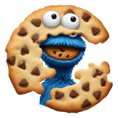 Cookie Monster not eating any cookies with clear, detailed face sticker