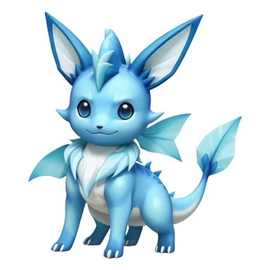Kawaii Vaporeon-Glaceon-Pokemon-Digimon-hybrid, full body, 4 legs sticker