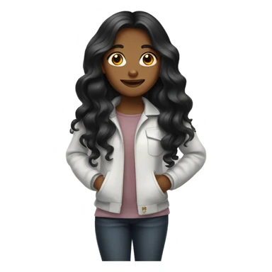 Caramel skilled girl with long wavy black hair.  sticker