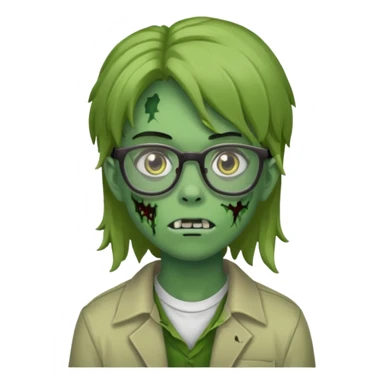 Faça um zumbi verde de óculos adolescente e de cabelo meio grande sticker