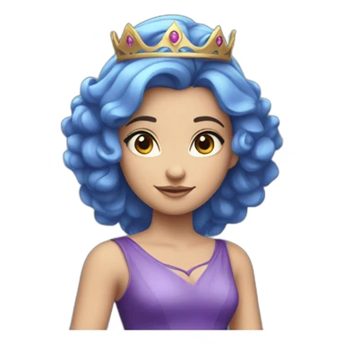 Princess that has blue hair and blue eyes and has a purple dress and purple crown sticker