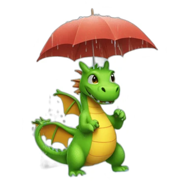 A dragon splashing in the rain without an umbrella sticker