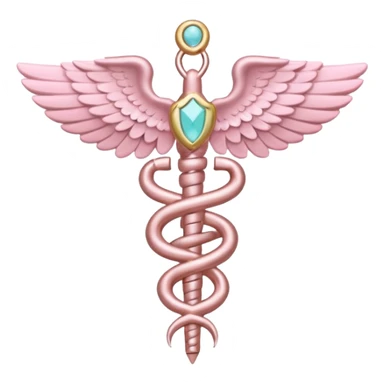Caduceus symbol, soft pastel pink, iOS emoji style, variation 1 sticker