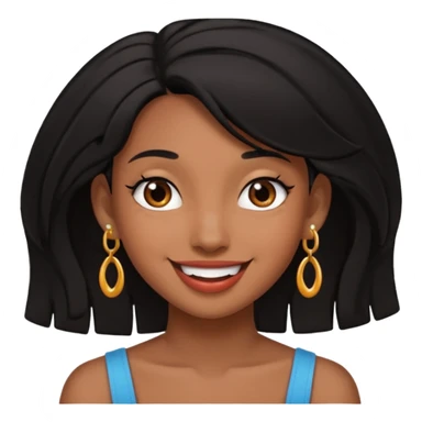 Pierced ear emoji with flirty expression brown skin black hair  sticker