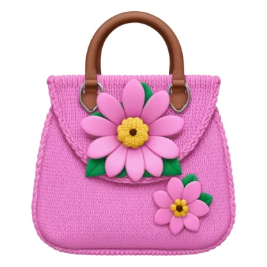 knitted bag pink flower sticker