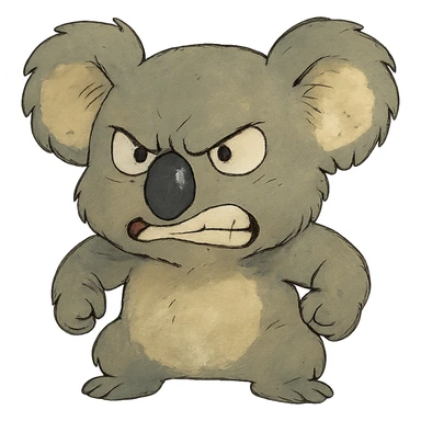 angry koala in ghibli style sticker