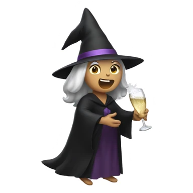 Witch Popping Champagne Bottle sticker