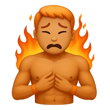 Remove any visible heart from the chest while maintaining the expression of nausea and discomfort. The style should resemble emoji style with simple and concise features. sticker