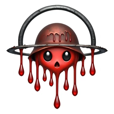 Upside-down halo dripping blood, black metal aesthetic, occult symbol sticker