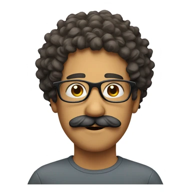 a face with glasses, handler mustache and curly hair sticker