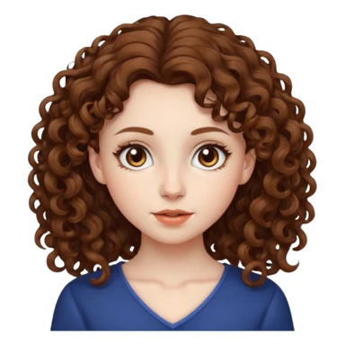 A girl with curly brown hair,pointed nose,pale skin and beautiful brown eyes sticker