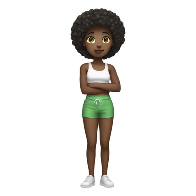 Black girl with white tank top and green shorts sticker