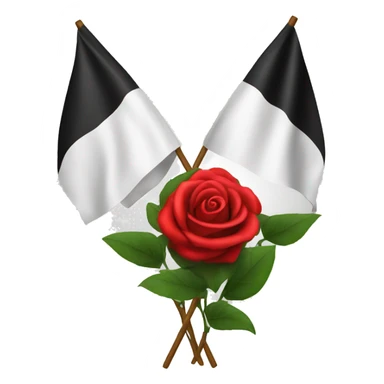 emoji white flag with 3 red roses on a black circle  sticker