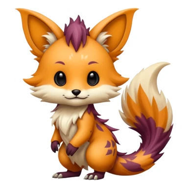 Cool beautiful pretty esoteric aesthetic randomly-colored chibi furry anthropomorphic fantasy-Vernid-creature by LiLaiRa with a long tufted tail with edgy markings (full body) sticker