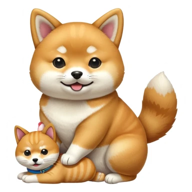 shiba inu riding a cat sticker