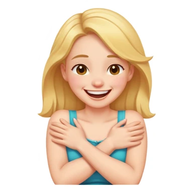 arms crossed on chest holding neck laughing girl sticker