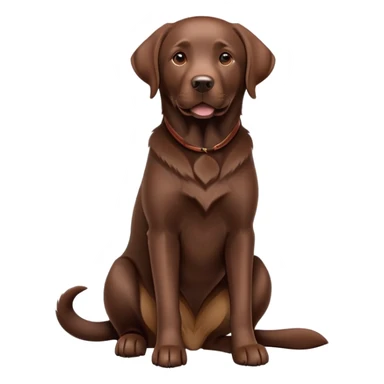 cinematic-[Labrador retriever]-realistic-full-body-sitting-emoji,-tail-resting-loosely-beside-its-paws,-head-tilted-dramatically, -sleek-[chocolate]-fur,-simplified-yet-realistic-focused-features,-highly-detailed,-glowing-with-an-almost-sarcastic-glow sticker