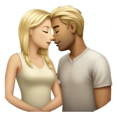A blond hair guy kissing a brown hair girl sticker