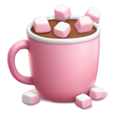 Pink mug of hot chocolate with marshmallows  sticker