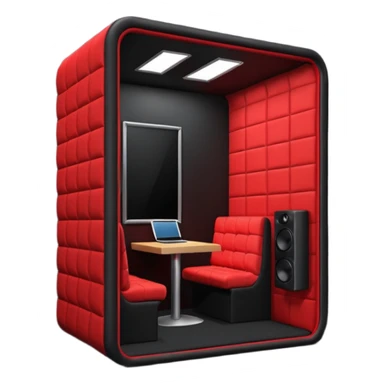 Red and black soundproof recording studio booth room sticker