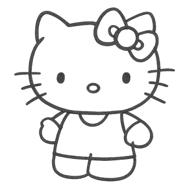 Hello Kitty hand-drawn outlined icon, sketchy lines, no fill sticker