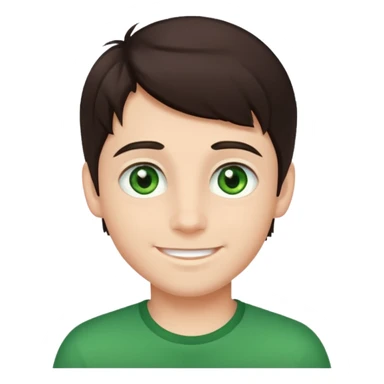 A boy with dark brown hair and striking green eyes. sticker