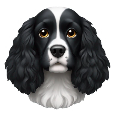 Small completely black spaniel with black fur on his whole face and white fur only on his chest sticker