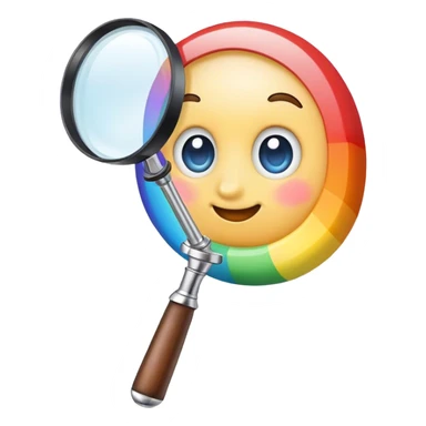 A rainbow holds a magnifier sticker
