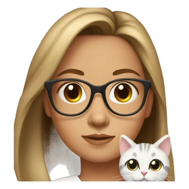 girl with brown hair and blonde highlights and cat eye glasses with baby girl  sticker