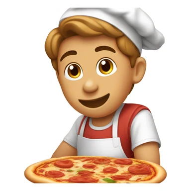 A boy making a pizza sticker