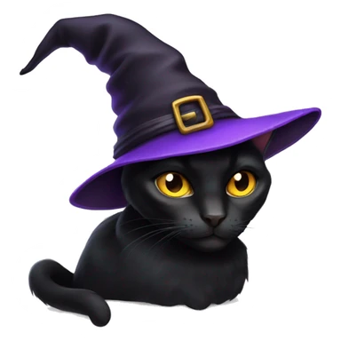 Black cat with a witch hat sticker