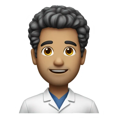 34 yo male doctor with wide face, big hair, no facial hair, no glasses, round chin sticker