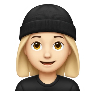 Emoji with black beanie hat pulled down over eyes sticker