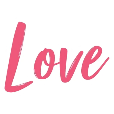 Pastel pink lettering that says "Love" in elegant cursive font sticker