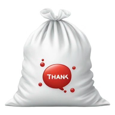 Plastic White bag with thank you in red on it repeated on it 3 times  sticker