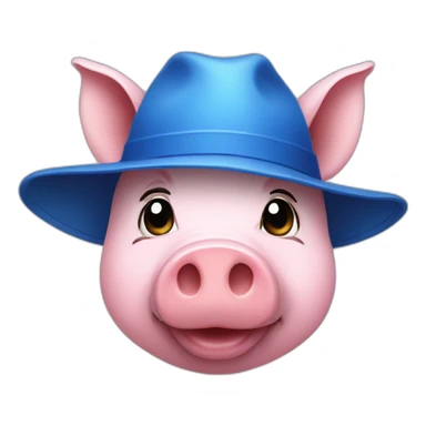 a pig wear blue hat sticker