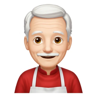 ai aik old man with white hair wearing red appron sticker