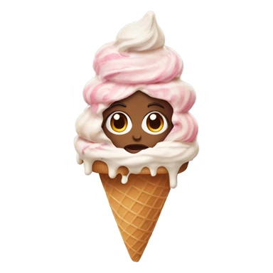 woman head surrounded by ice cream on top of icecream cone sticker