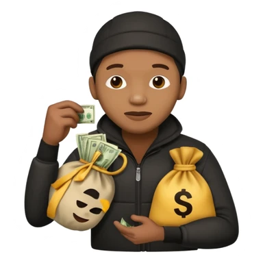 Ladrão com saco de dinheiro emoji efeito Mandela sticker