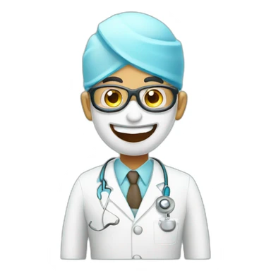 bald indian dentist giving thumbs up with eye lens sticker