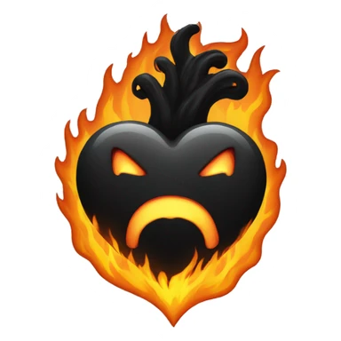 scary black heart on fire sticker
