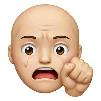 Crying emoji with 🤜 emoji over mouth sticker