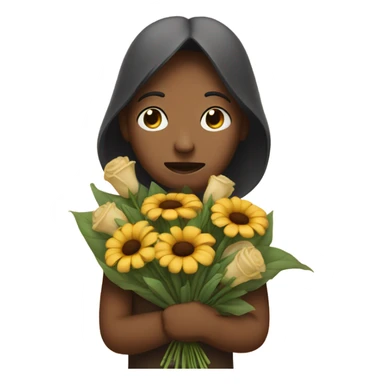 sad face holding flowers sticker