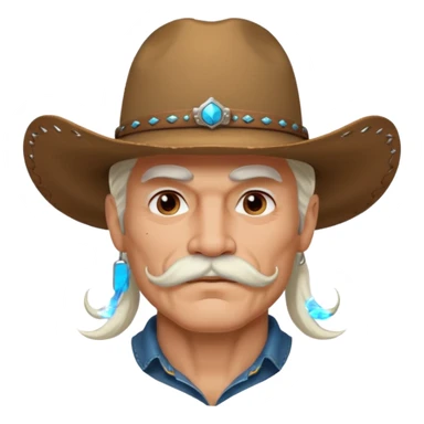 muscular tattooed on face and mustached cowboy long white hair  sticker