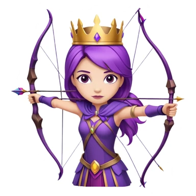 Archer Queen from Clash of Clans with purple hair, crown, bow and arrow, purple outfit sticker