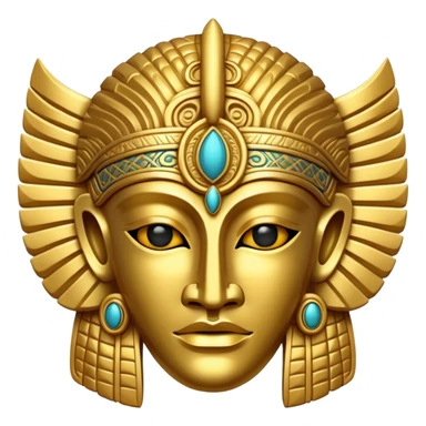 golden Anunnaki mask, ornate, classic emoji style sticker