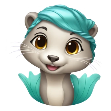 A cute and happy otter face as a mermaid princess. sticker
