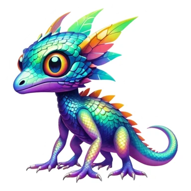 Tropical futuristic lush warm-colored modern colorful cyber-Fakémon-Trico-creature sticker